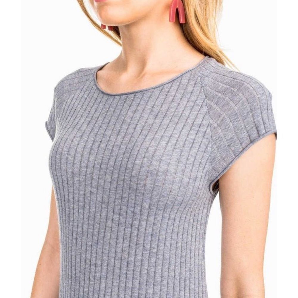 Gray Ribbed Mini Dress - Picture 2 of 3